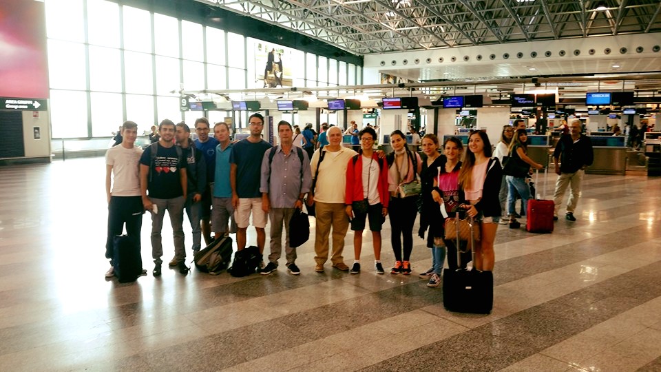 La delegazione italiana, per le Olimpiadi di Baku, in partenza all'aeroporto.